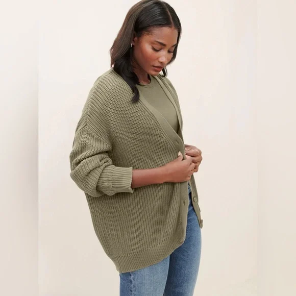 NEW Jenni Kayne Cocoon Cotton Oversized Cardigan Sweater in Sage Green | size S - Picture 3 of 10